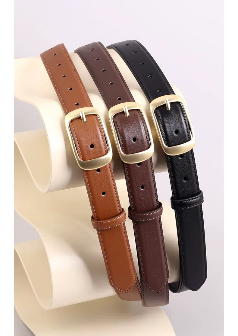 Nouvelle ceinture en cuir pour femmes, ceinture noire à boucle ardillon pour jeans, ceinture fine vintage pour jeans et robes, tenues de tous les jours