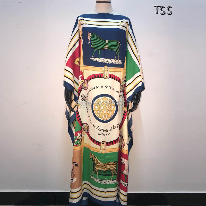 Afrique mode blogueur recommande populaire imprimé soie caftan Maxi robes ample été plage bohème caftan longue robe pour dame