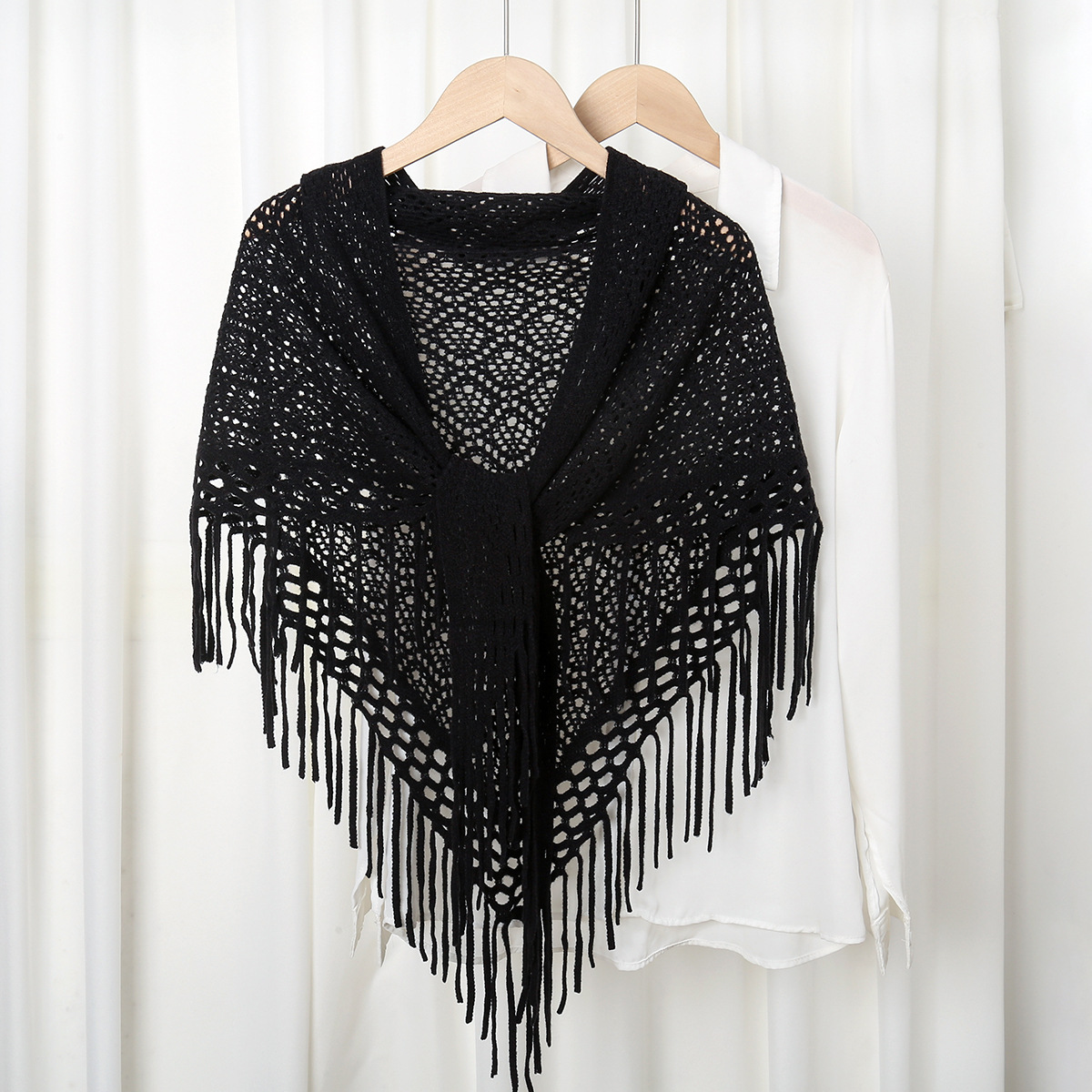 Écharpe tricotée multidirectionnelle pour femmes, châle Bandana à pampilles, Style Boho pour les voyages toutes saisons, nouvelle collection 2025