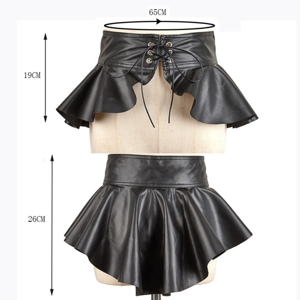 Ceinture corset large en cuir PU pour robe, ceinture amincissante décorative, queue d'hirondelle en couches, joint de taille, ceinture à lacets, noir