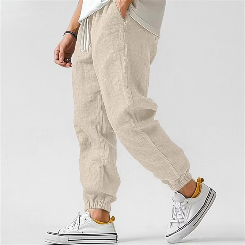 Pantalon Homme en Coton et Lin, Style Coréen, Décontracté, Ample, Harem, avec Cordon de Serrage, pour la Gym et le Streetwear, Printemps-Automne