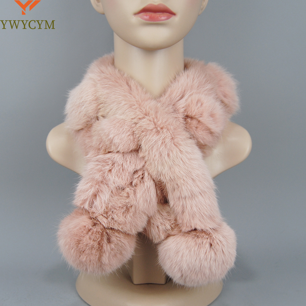 Nouvelle Écharpe Chaude d'Hiver 2026 pour Femme en Véritable Fourrure de Lapin avec Pompon, Épaisse et Décontractée, Foulard Tendance en Fourrure Authentique pour Dames, Cache-Cou