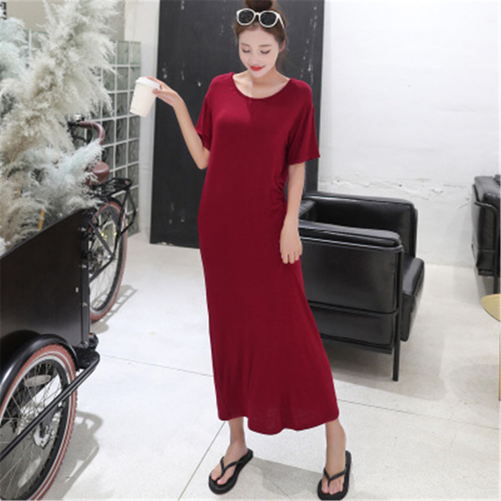 Robe Respirante à Manches sulfpour Femme, Vêtement de Maison Confortable, Droit, Couleur Unie, Simple, Respectueux de la Peau