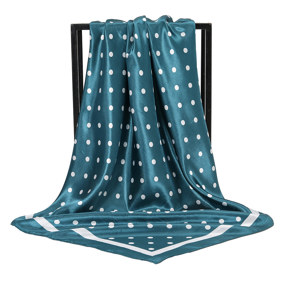 Foulard carré 90 cm imprimé à pois en satin de soie, châle, hijab pour femme musulmane, foulard pour cheveux, bandeau de mode pour femme, turban fin pour femme