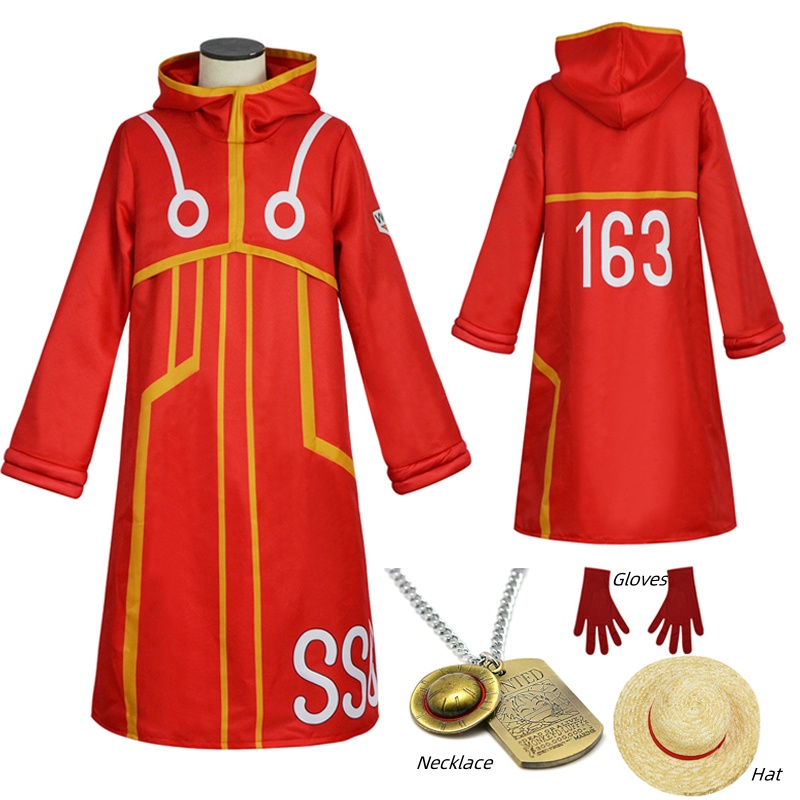 Egghead île Costume singe D Luffy Robe Cosplay Costume 163 Luffy veste manteau chapeau tenue Halloween Costume