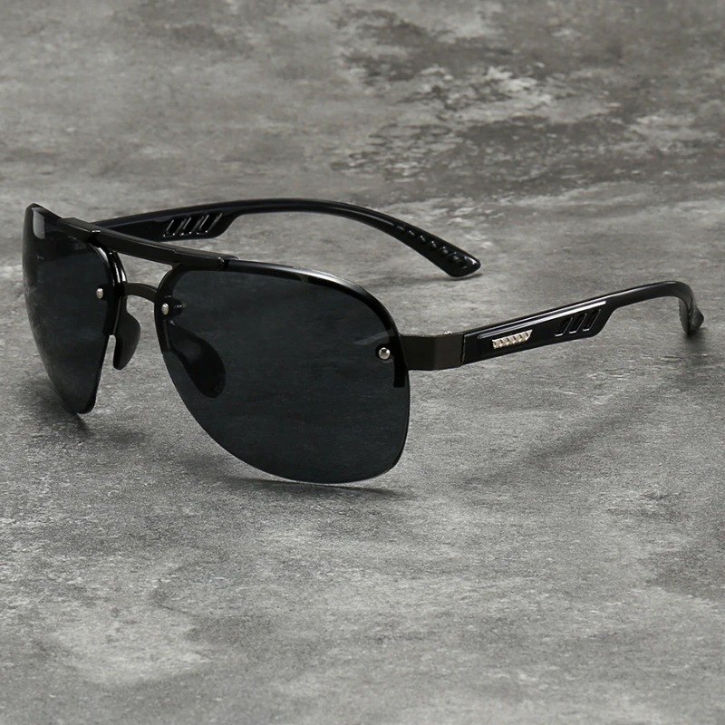 Lunettes de soleil métalliques à verres dégradés tendance pour hommes et femmes, grande monture, pour la pêche, la conduite, le VTT et les activités de plein air, lunettes de protection