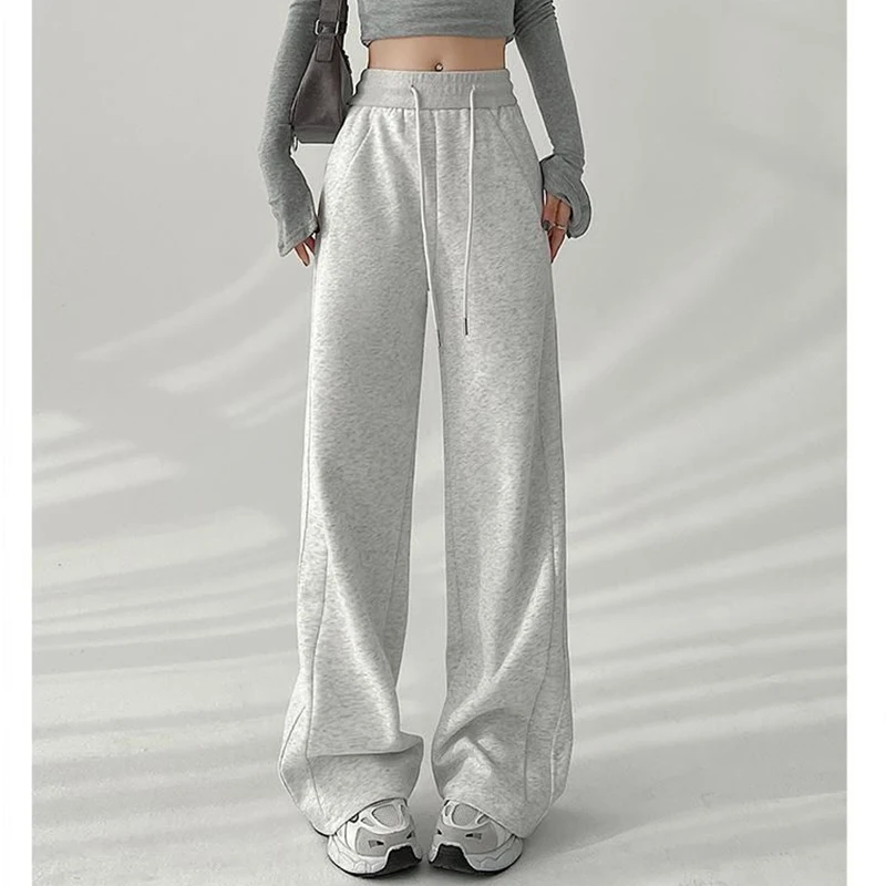 Pantalon classique coréen taille haute pour filles, survêtement à jambes larges, Streetwear, Baggy, décontracté, quotidien