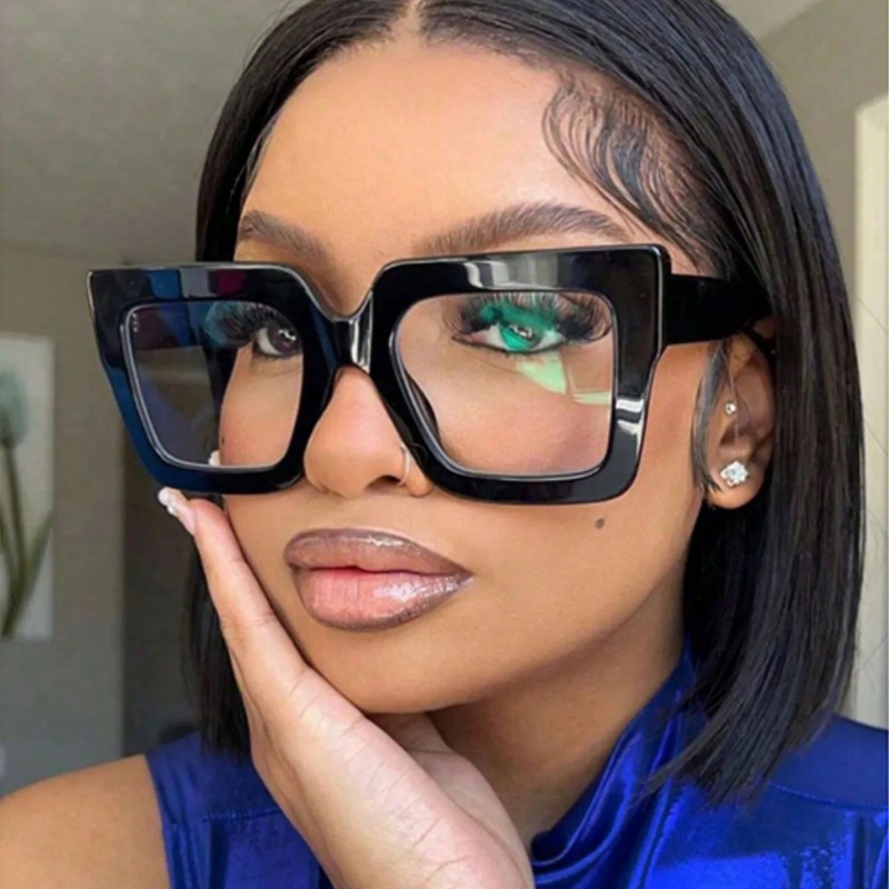 Nouvelles lunettes anti-lumière bleue tendance pour hommes et femmes, lunettes plates à monture carrée transparente bicolore