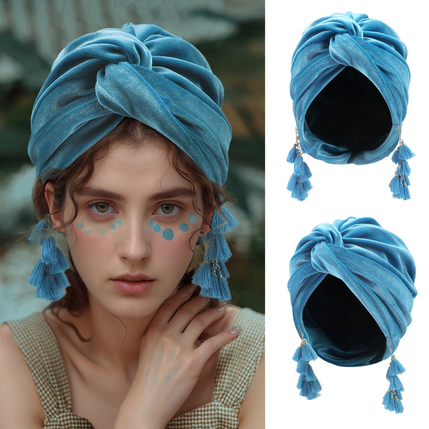 Nouveau Turban en Velours à Pompons pour Femmes Musulmanes, Chapeau Doux et Extensible, Bandana Bohème Croisé, Bandeau, Bonnet, Foulard Islamique