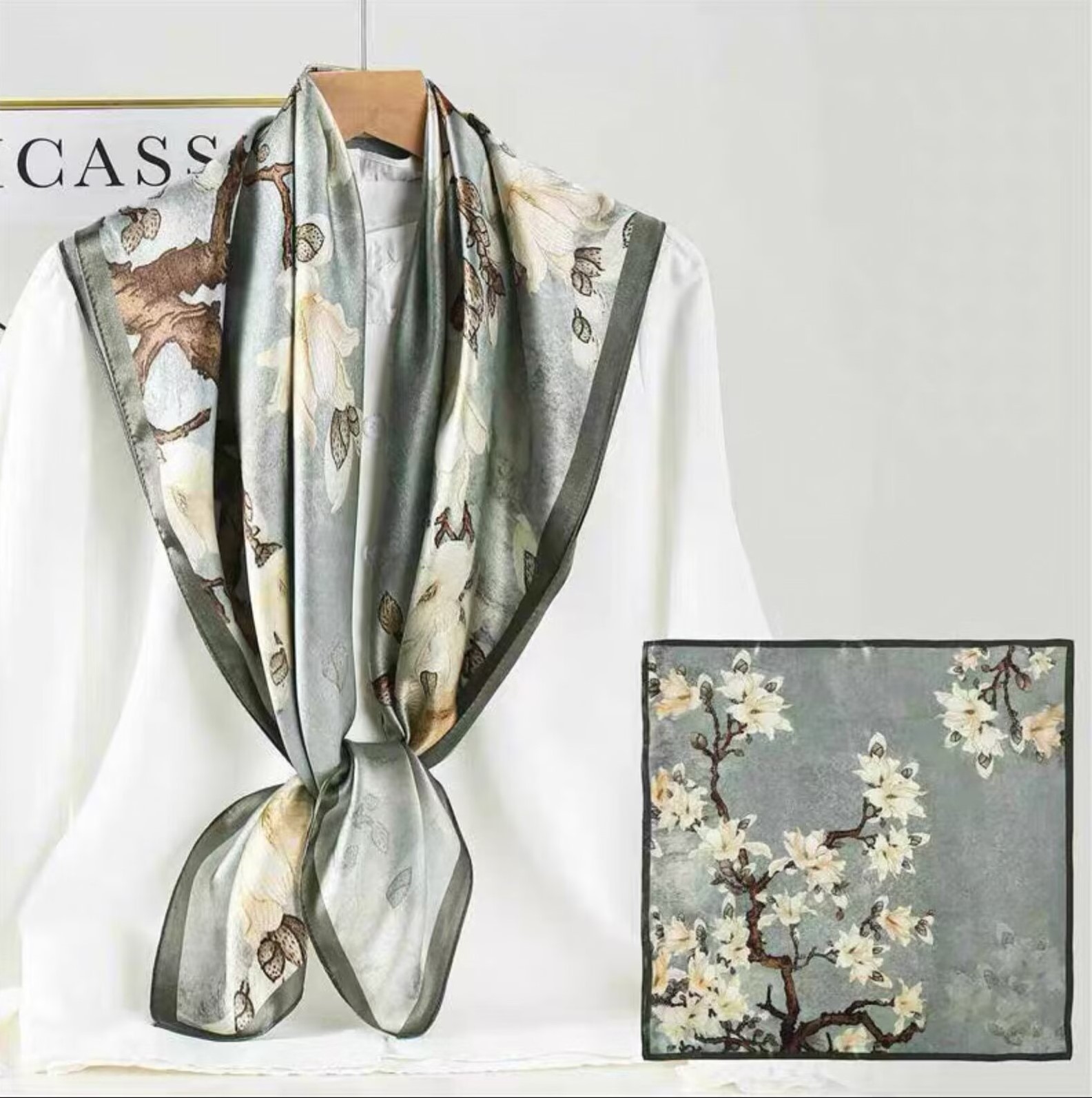 Écharpe classique en soie de mûrier 100% de 90 cm, accessoire de cou doux et tendance pour femme, bandeau, châle, ceinture, attache de sac