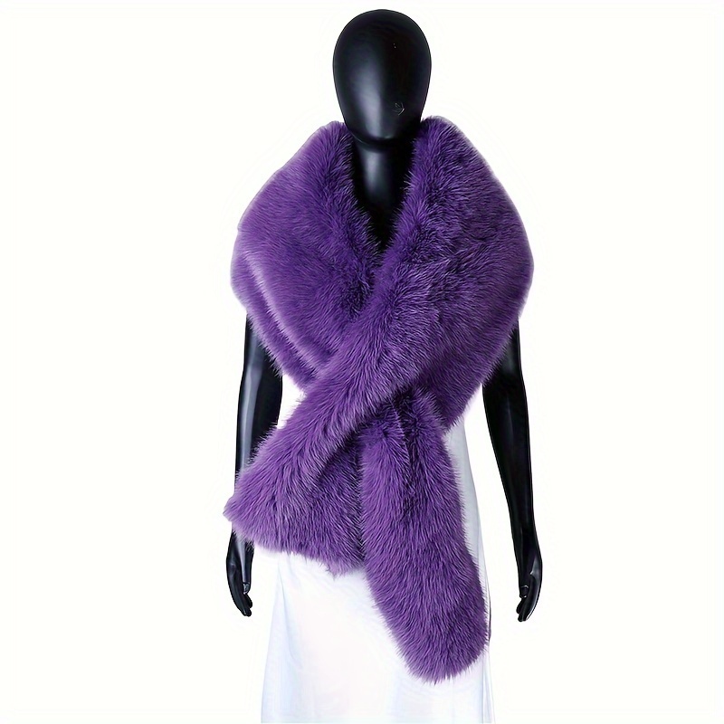 Écharpe en fausse fourrure avec bretelles initiées réglables, douce et chaude, élégante et à la mode, parfaite pour les vêtements d'extérieur