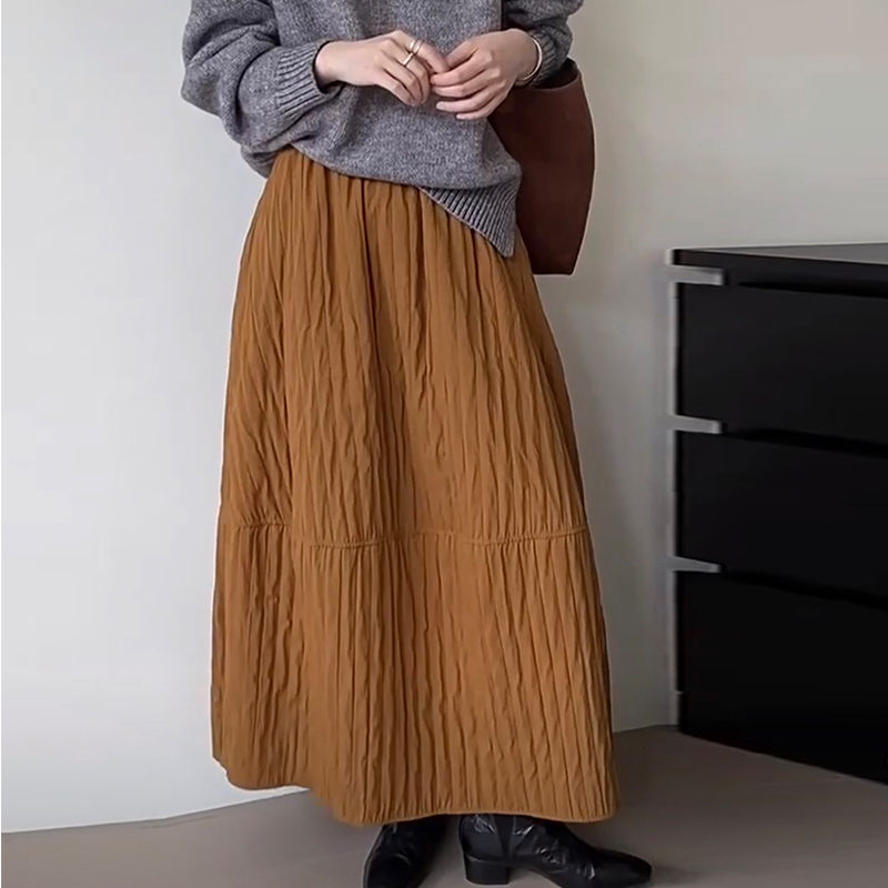 Jupe bourgeon taille haute pour femmes, mi-longue, ligne a, lanterne, matelassée, décontractée, chaude, nouvelle collection automne hiver 2025