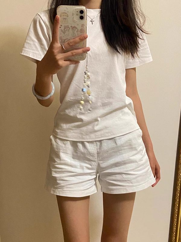 Femmes Shorts blanc Shorts femmes Harajuku élégance taille haute Shorts une ligne mince décontracté fille chaude pantalon droit Sexy Shorts