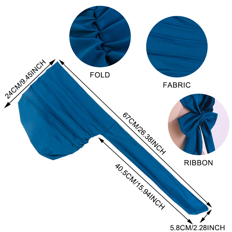 Nouveau chapeau foulard à longue queue de couleur unie femmes chapeau de chimio casquette de base respirante foulard musulman chapeau