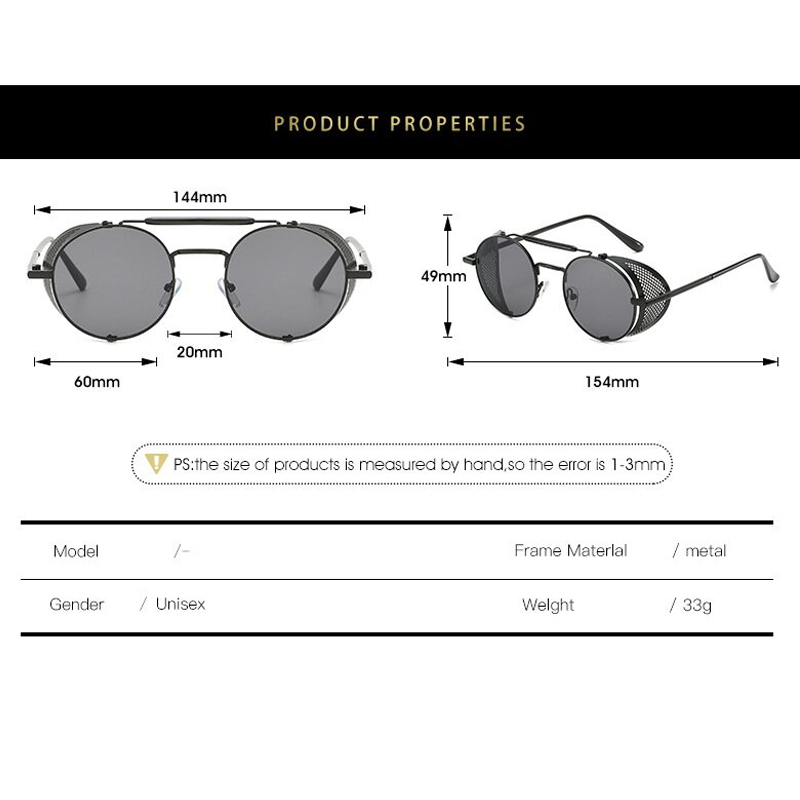 Lunettes de soleil rondes Steampunk pour hommes et femmes, en métal, Design de marque, Vintage, haute qualité, UV400 Gafas, nouvelle collection