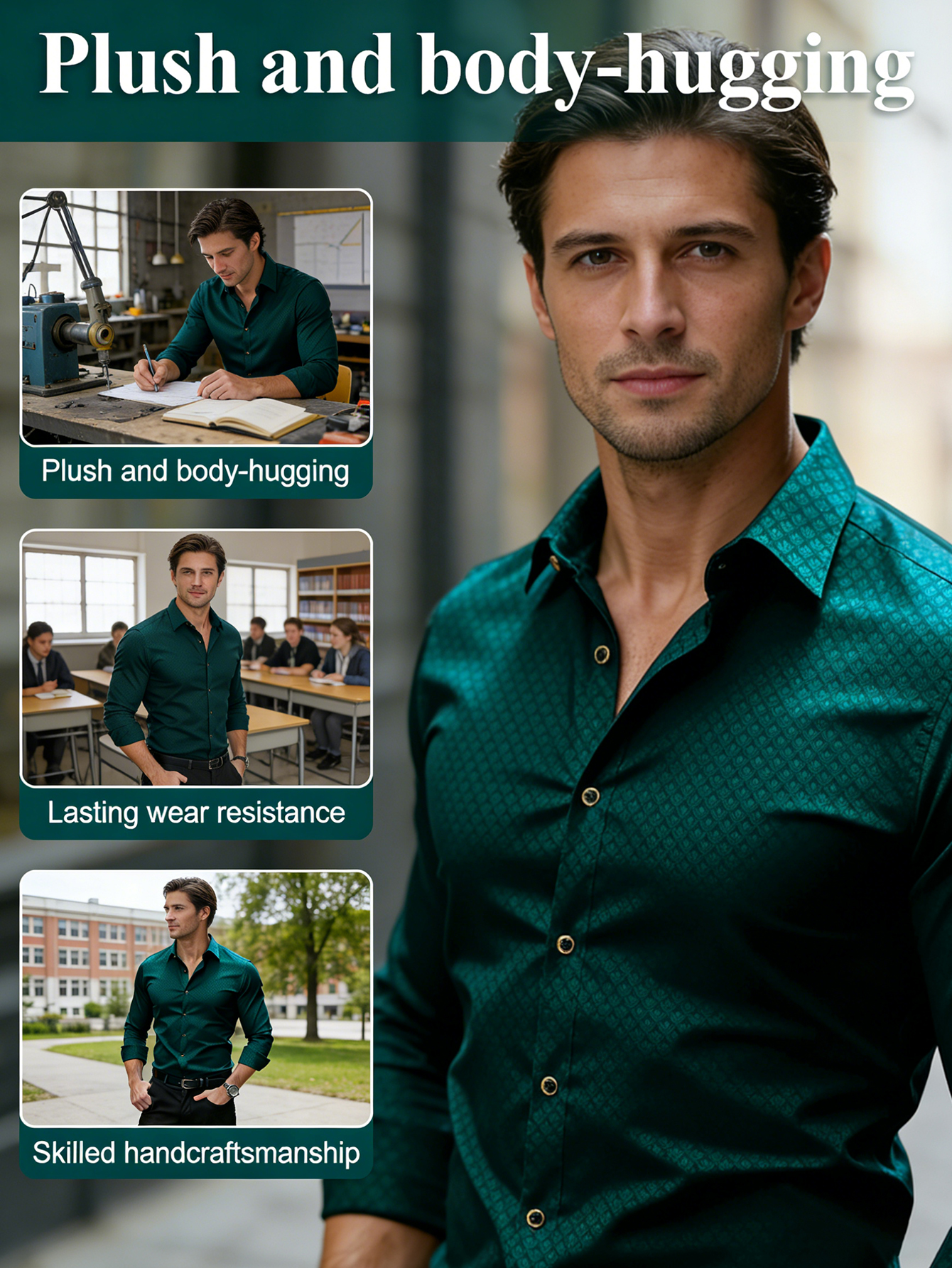 Chemise Homme FGKKS – Nouvelle Collection Luxe Décontractée Chic à Manches Longues Micro-Élastique pour Affaires et Cérémonies – Blanche
