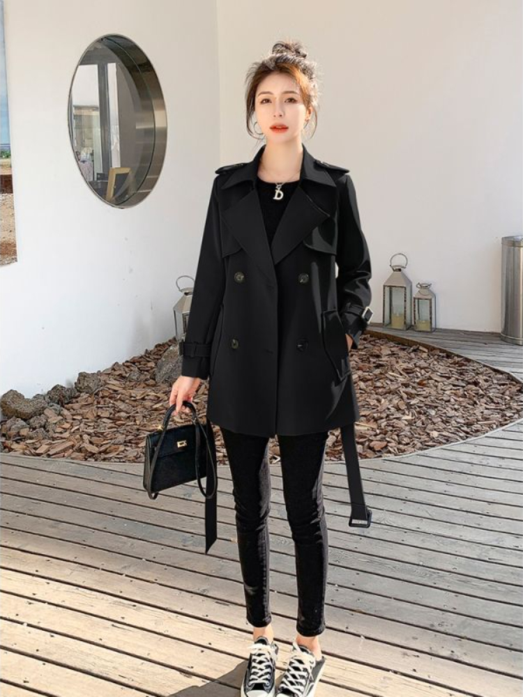 Vestes à col sur mesure pour femmes, kaki, coréen, couleur unie, manteaux coupe-vent Slim pour l'extérieur, vêtements de mode printemps