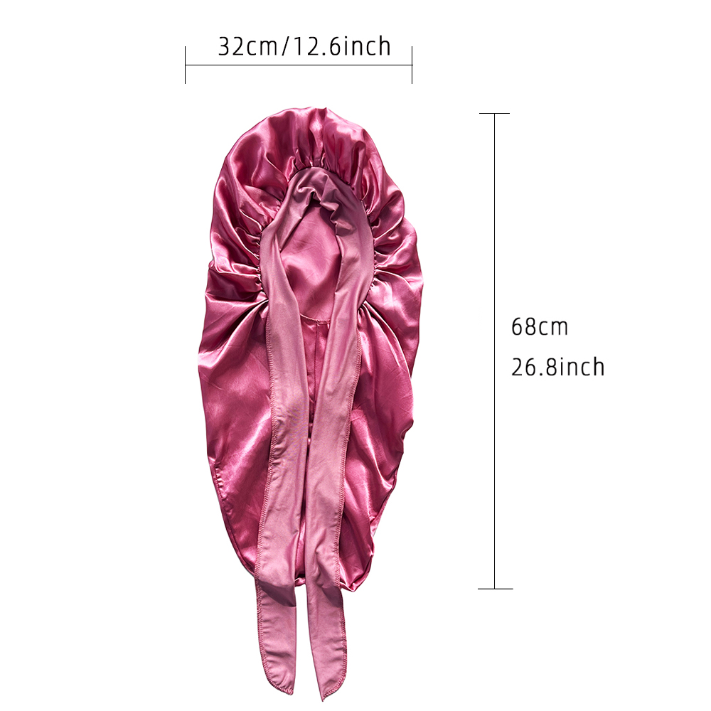 Ensemble bonnet long et bandeau en satin élastique, bonnet soyeux pour dormir, bandeau élastique large, enveloppement de sauna