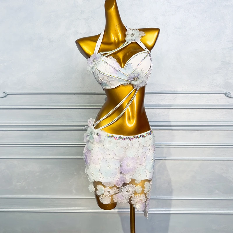 Vêtements de danse du ventre personnalisés pour femmes, dentelle de charbon AB avancée, pompon à paillettes, trempé financièrement, costume de phtalperformance du ventre