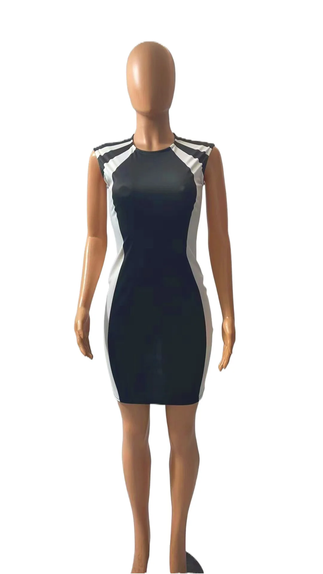 Robe moulante pour femmes, Sexy, sans manches, soirée, Club, Patchwork, Mini maille, décontractée, ample, élégante, ligne A, longue, Y2k, été