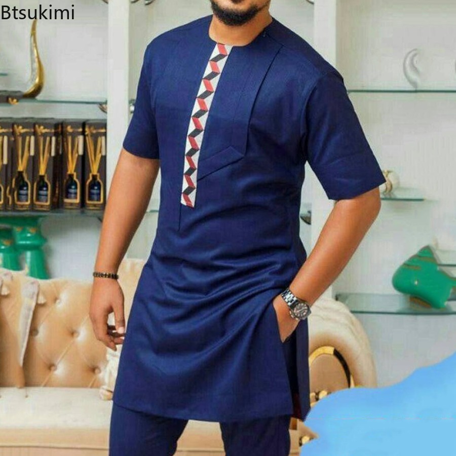 Hauts musulmans pour hommes, Style ethnique, manches longues, col montant, chemises décontractées, Slim, ourlet irrégulier, chemisiers pour hommes, maroc, dubaï, 2026