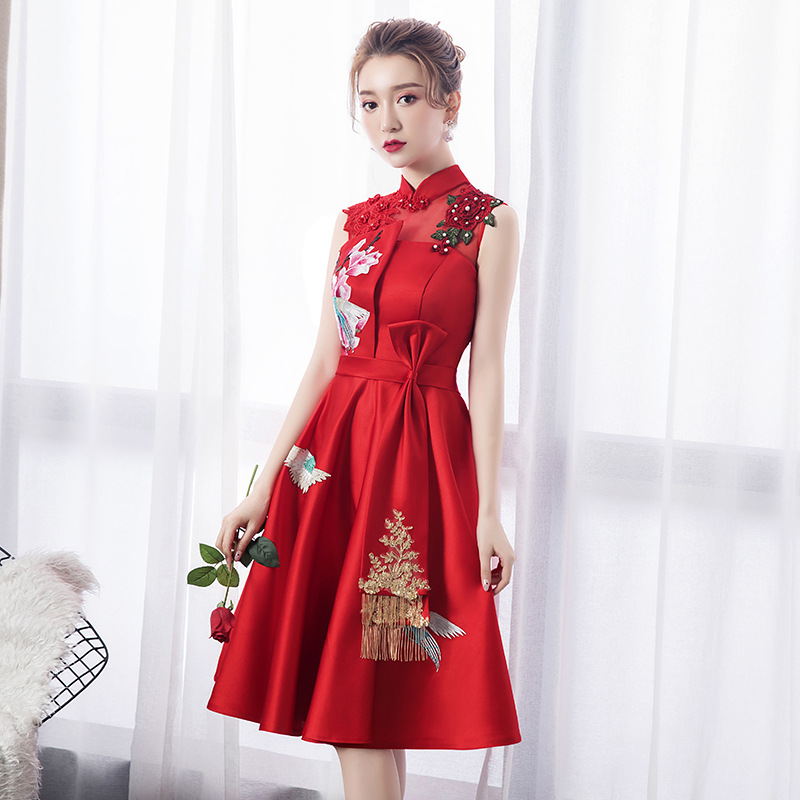 Buegundy-Robes de banquet de style financier avec broderie, Cheongsam de mariage traditionnel chinois vintage, soirée élégante, quoi que ce soit