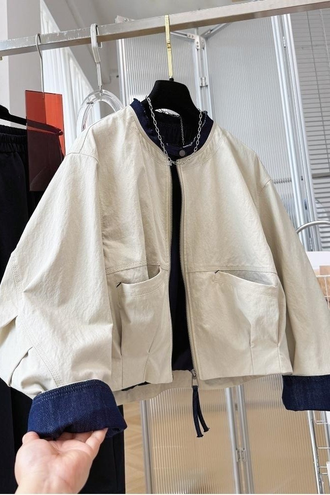 Veste Courte Femme Printemps Automne 2026 – Manteau Décontracté et Élégant à Col Rond pour Femme, Polyvalent et Tendance