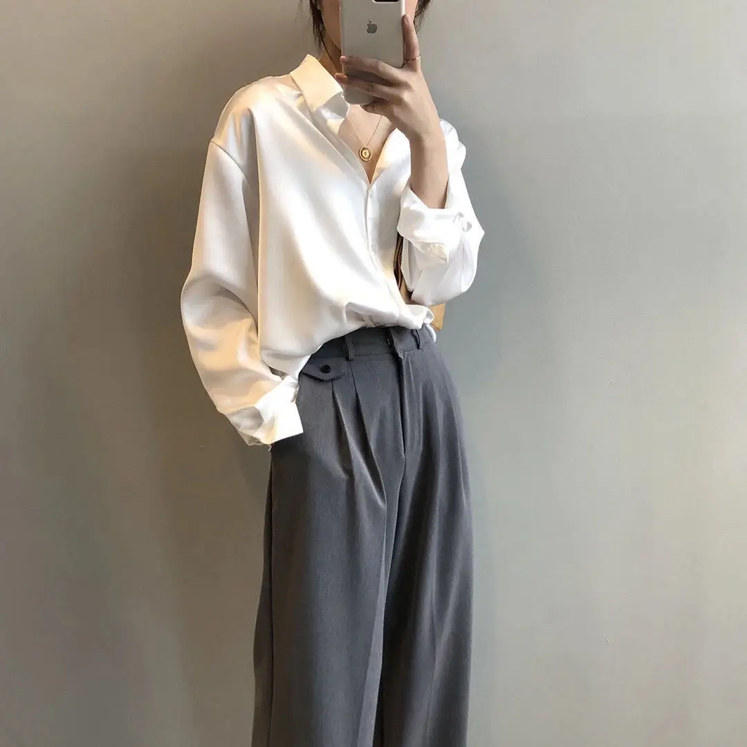 Chemisier vintage à manches longues pour femmes, chemises pour femmes, vêtements pour femmes, automne, 2024