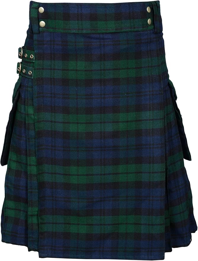 Haute qualité mode hommes Cool poche Kilts couleur unie gothique Kilt Vintage guerrier Cargo Kilt métal ceinture jupe plissée