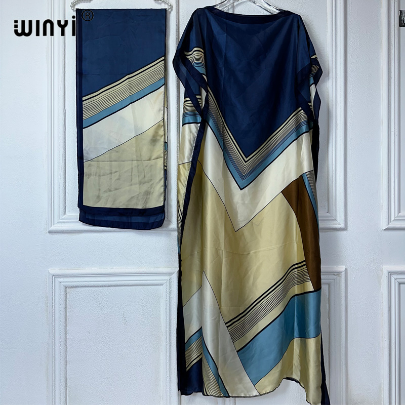 WINYI Robe traditionnelle africaine musulmane pour femme, Abaya Dubaï, Kaftan de luxe, Robe de soirée élégante, Robe longue maxi, Tenue de plage