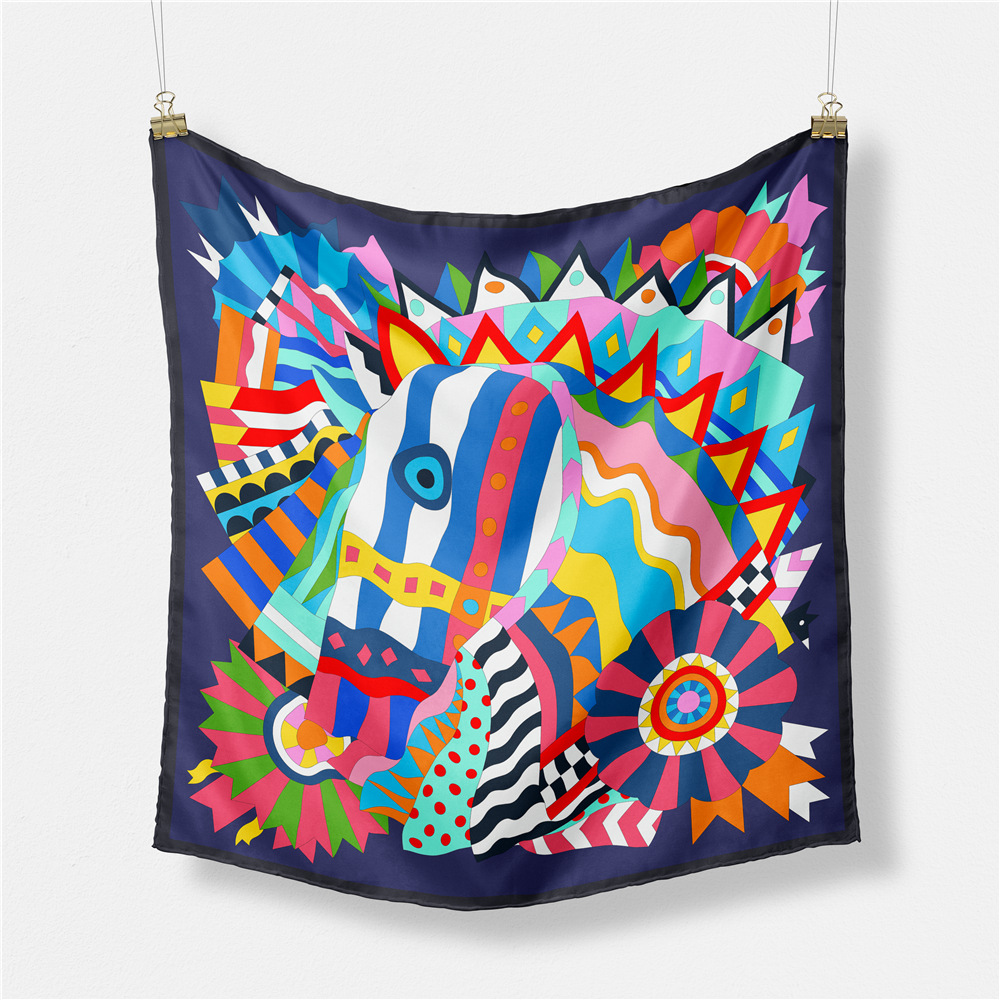 Foulard en Satin de soie pour femmes, mouchoir imprimé, tête carrée, Bandana, petit silencieux, Hijab, pour dames et filles, 53x53cm, nouvelle collection 2023