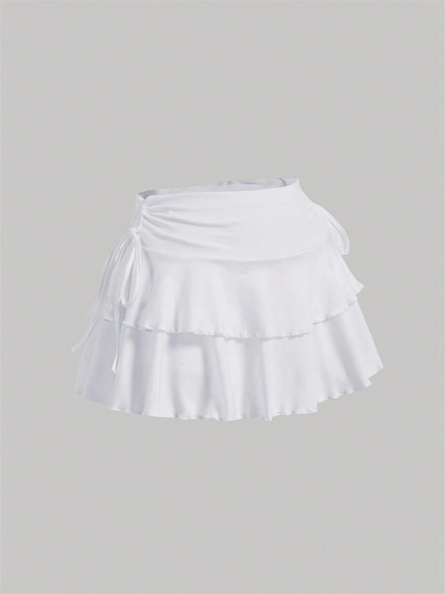 2025 nouvelle jupe de couleur unie femmes mode d'été en plein air polyvalent taille haute coupe ajustée taille élastique jupe courte marchandises en Stock