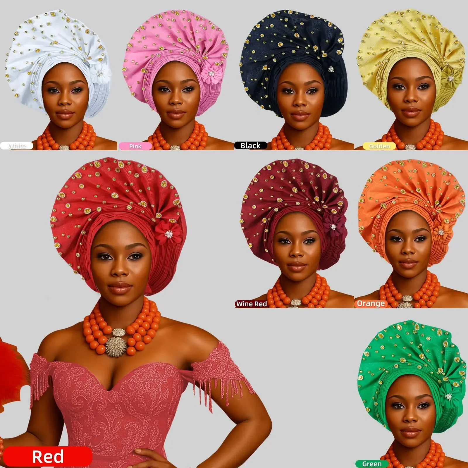 Foulard africain de luxe pour fête de mariage, couvre-chef Auto Gele, casquette Turban déjà faite pour femmes, Bonnet nigérian, Hijab, chapeau enveloppant la tête