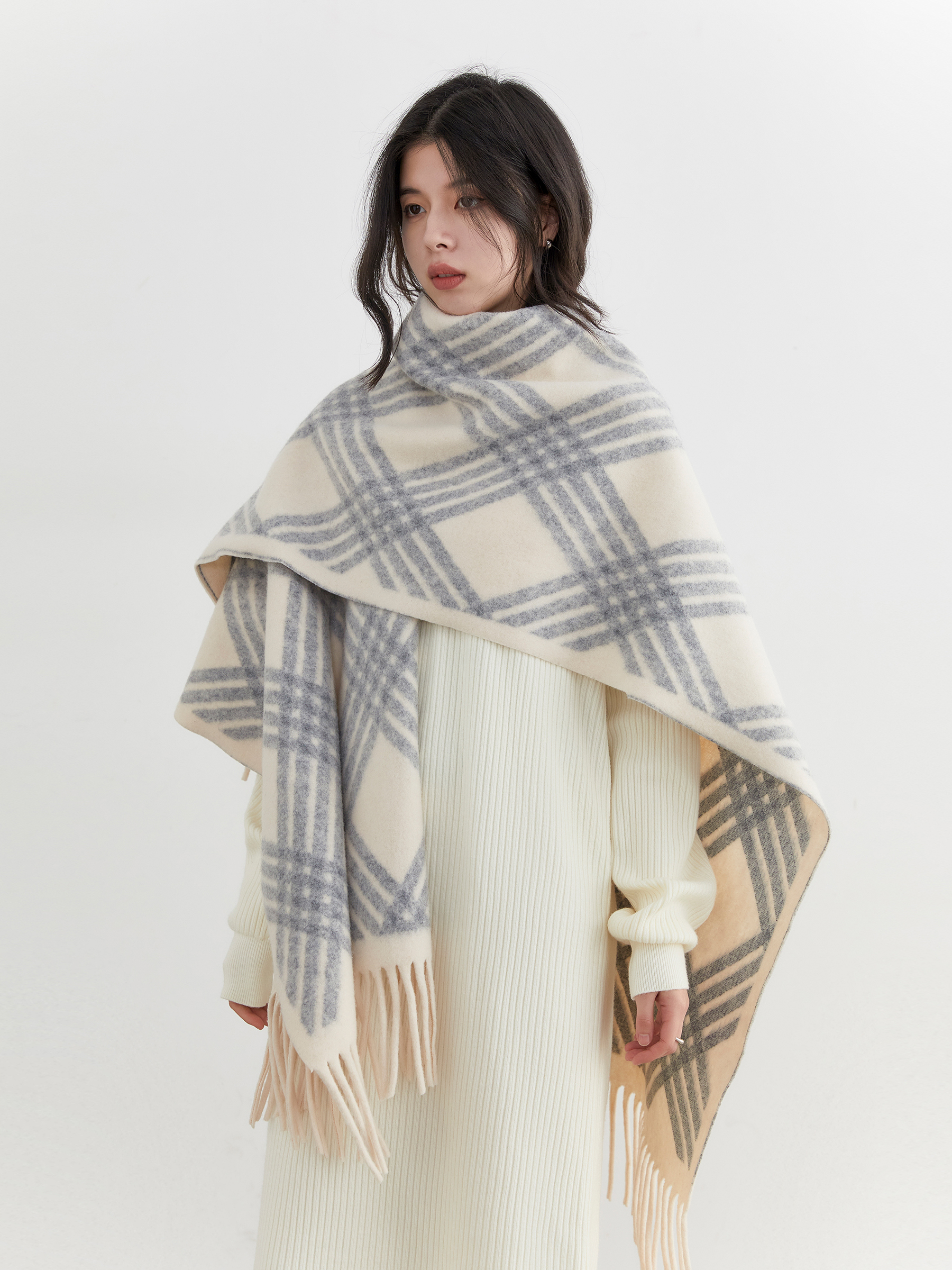 CHIC VEN nouvelle mode femmes écharpe rétro Plaid gland châle longue femme foulards chaud dames foulards automne hiver 2025