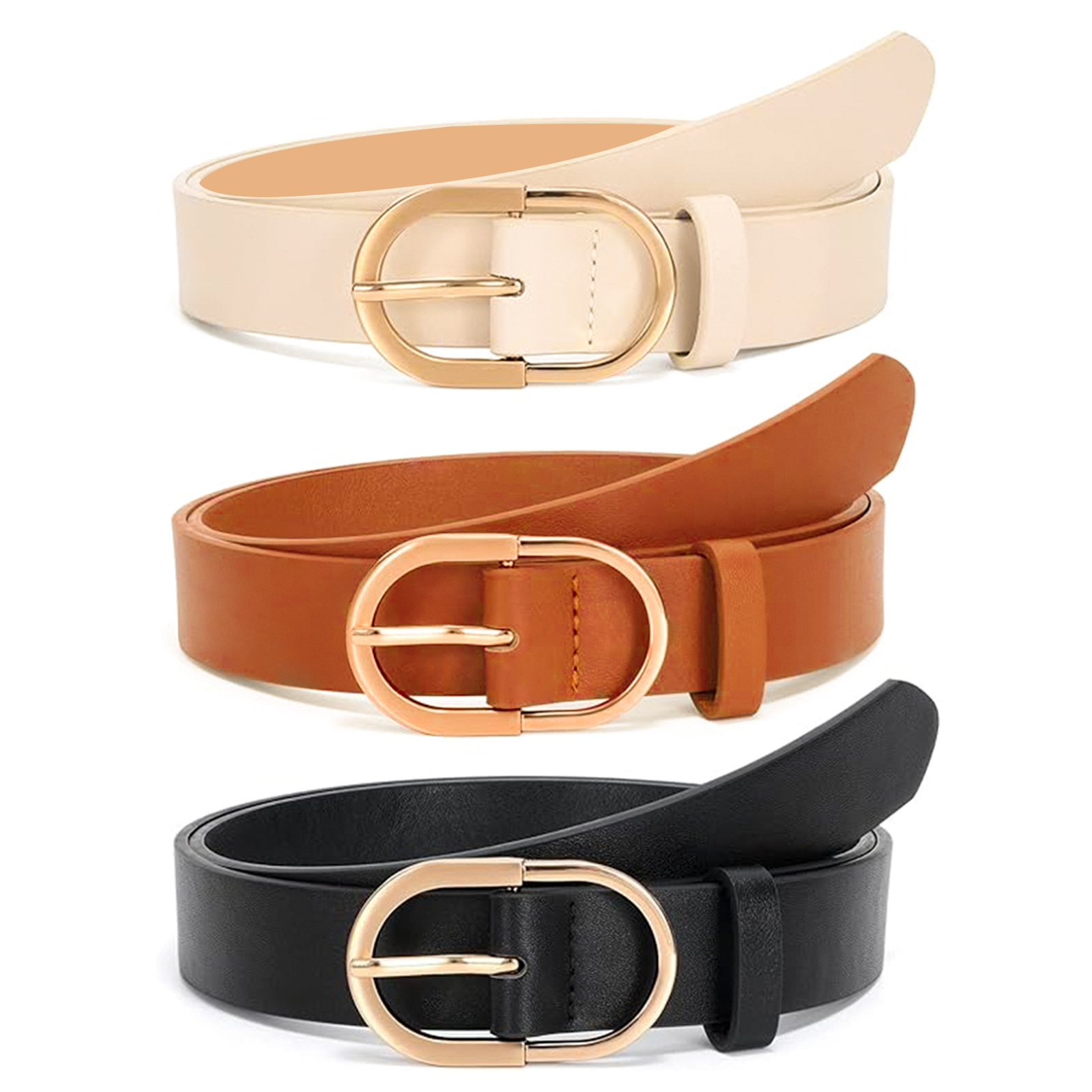 Ceinture rétro pour femmes, ceinture en cuir PU de haute qualité, noire, kaki, avec boucle, tendance populaire, pour pantalons et jeans