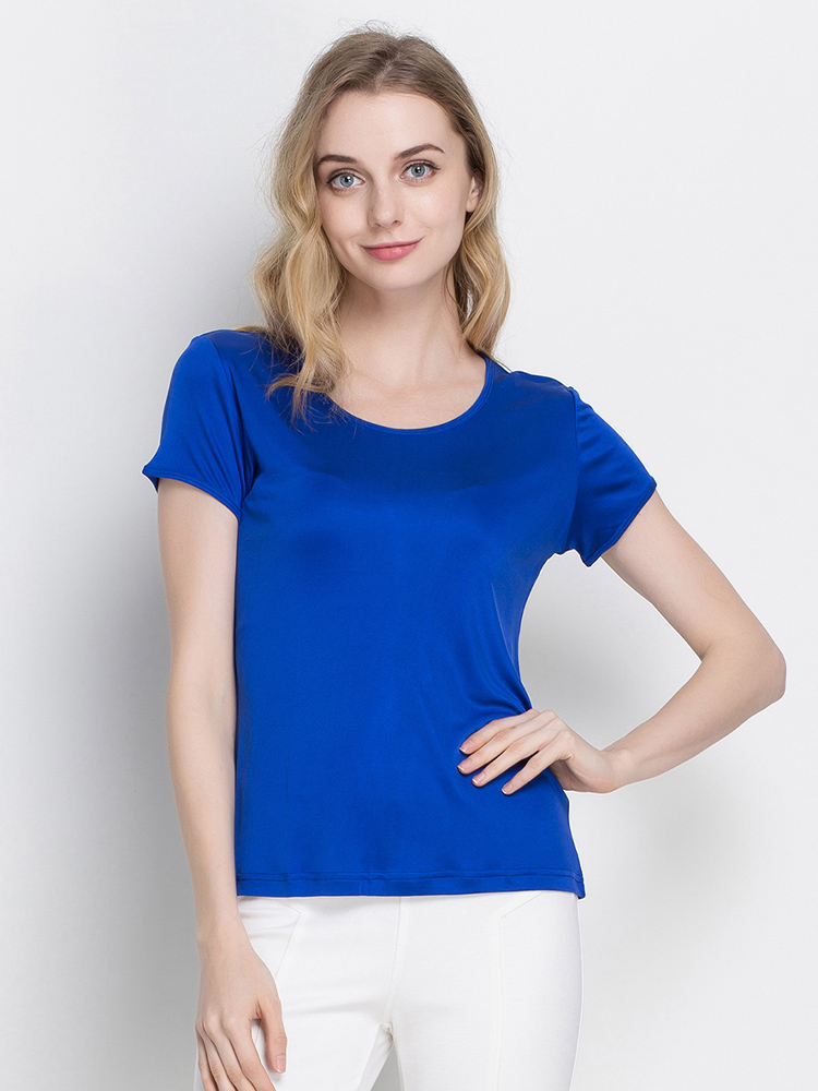 SuyareplWoman-T-shirt à manches courtes et col rond pour femme, simple et solide, couleur noire et blanche, été
