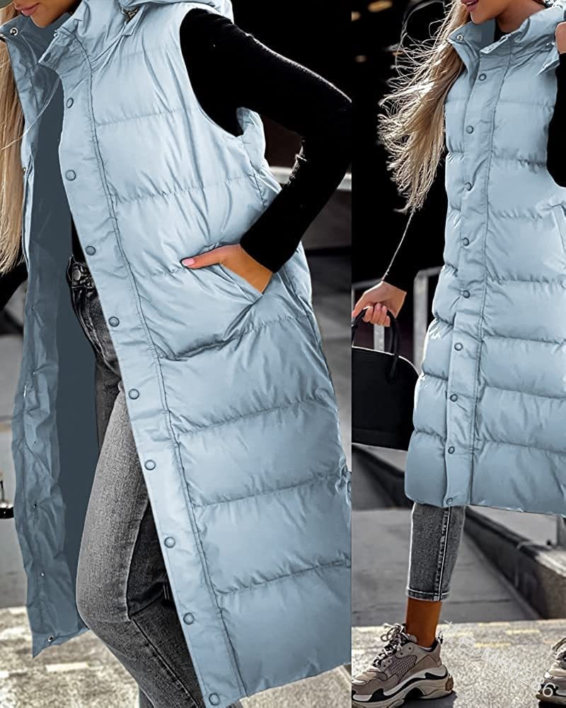 Veste à capuche avec fermeture éclair pour femme, gilet surdimensionné, vêtements d'extérieur d'hiver, Parka à capuche, mode, gilet matelassé décontracté