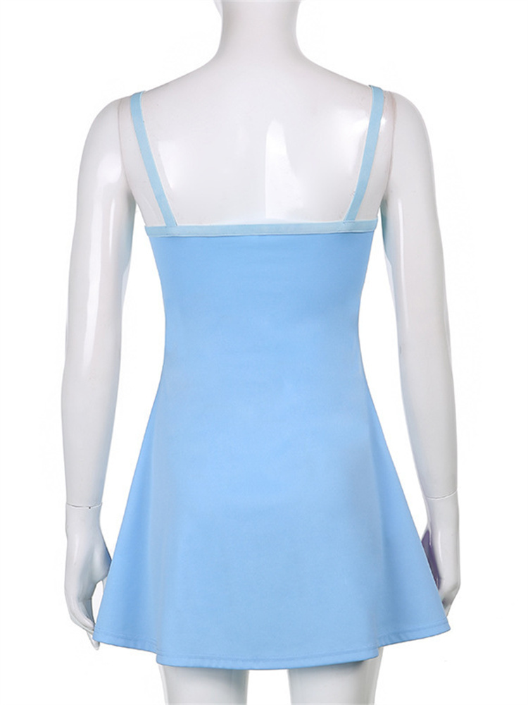 Robe trapèze à bretelles pour femmes, été, sans manches, couleur contrastée, col en U, découpe, robe moulante courte, style Harajuku, robe d'été, nouveauté 2022