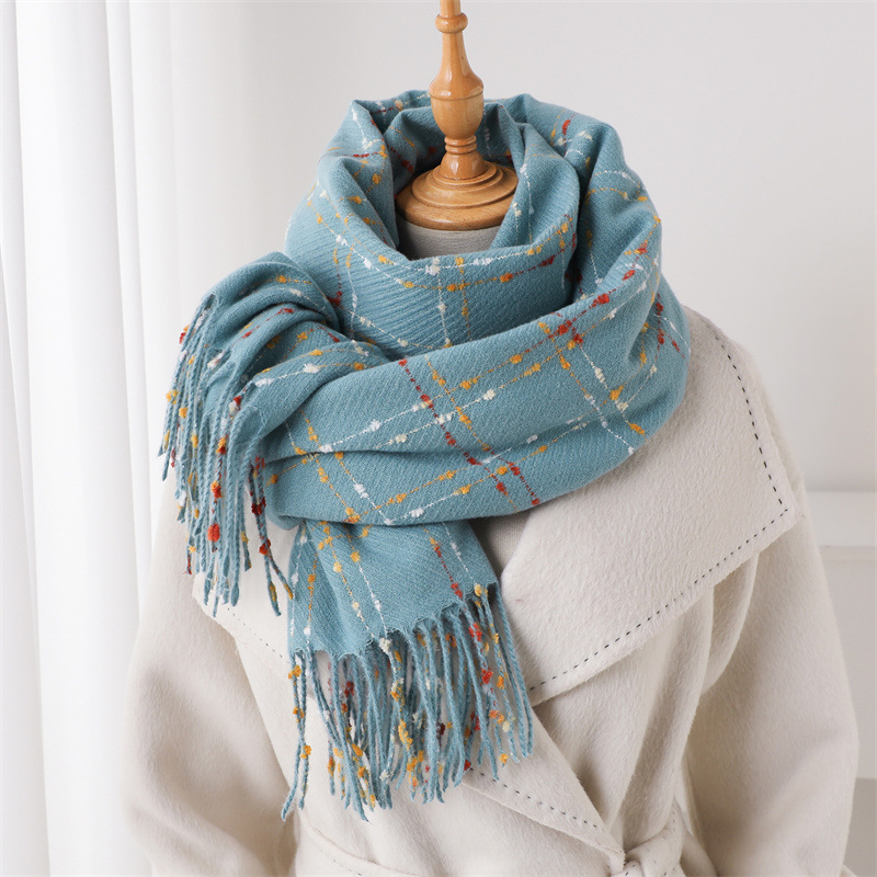 Marque de luxe Plaid écharpe femmes automne hiver femmes chaud foulard Pashmina dame châles et enveloppes décontracté gland couverture foulards