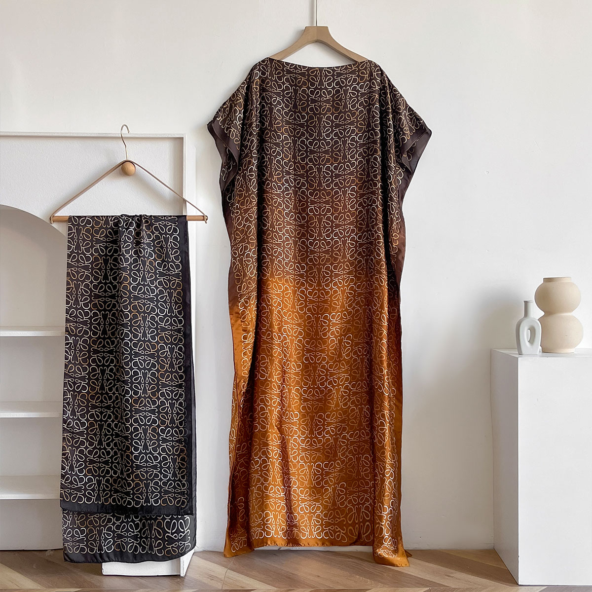 Abaya – robe d'été en coton à manches courtes pour femmes, tenue ample avec estampage doré, Maxi, africaine, avec grande écharpe, nouvelle collection 2025