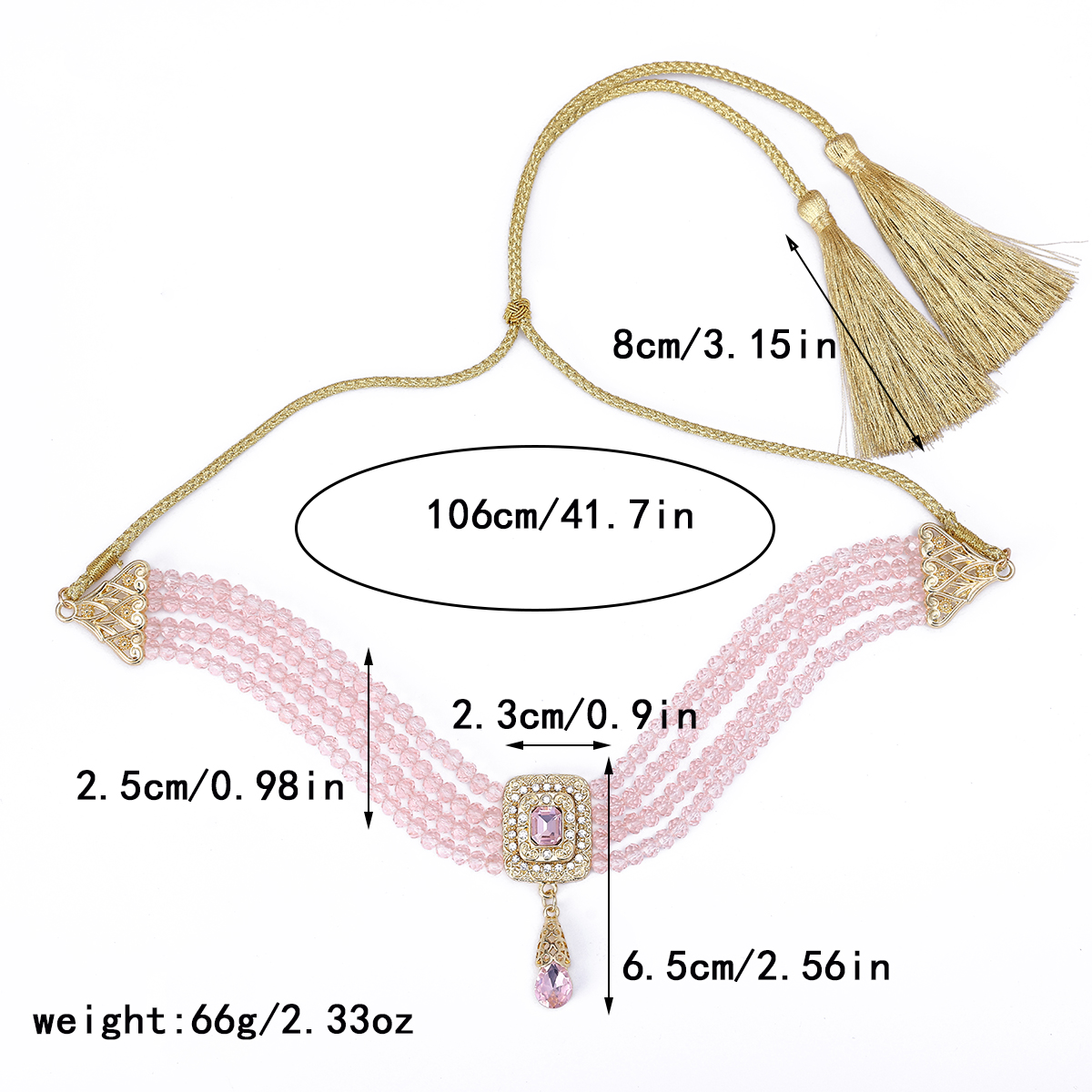 Collier de perles de mariée marocaine, chaîne de cou réglable, chaîne de tête de perles fines vintage du moyen-orient