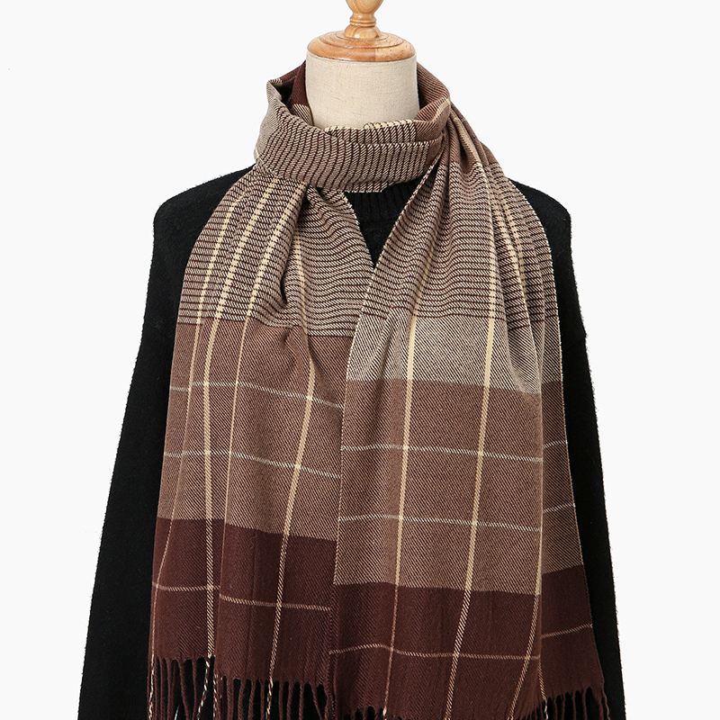 2024 nouveau classique rayure Plaid gland longues écharpes pour unisexe Mature chaud coupe-vent cou écharpe décontracté extérieur écharpe chaînes