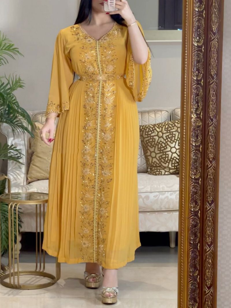 Abaya musulmane marocaine pour femmes, robe de soirée, broderie de diamants, ceinture islamique, caftan, abayas maxi éducatives, Eid