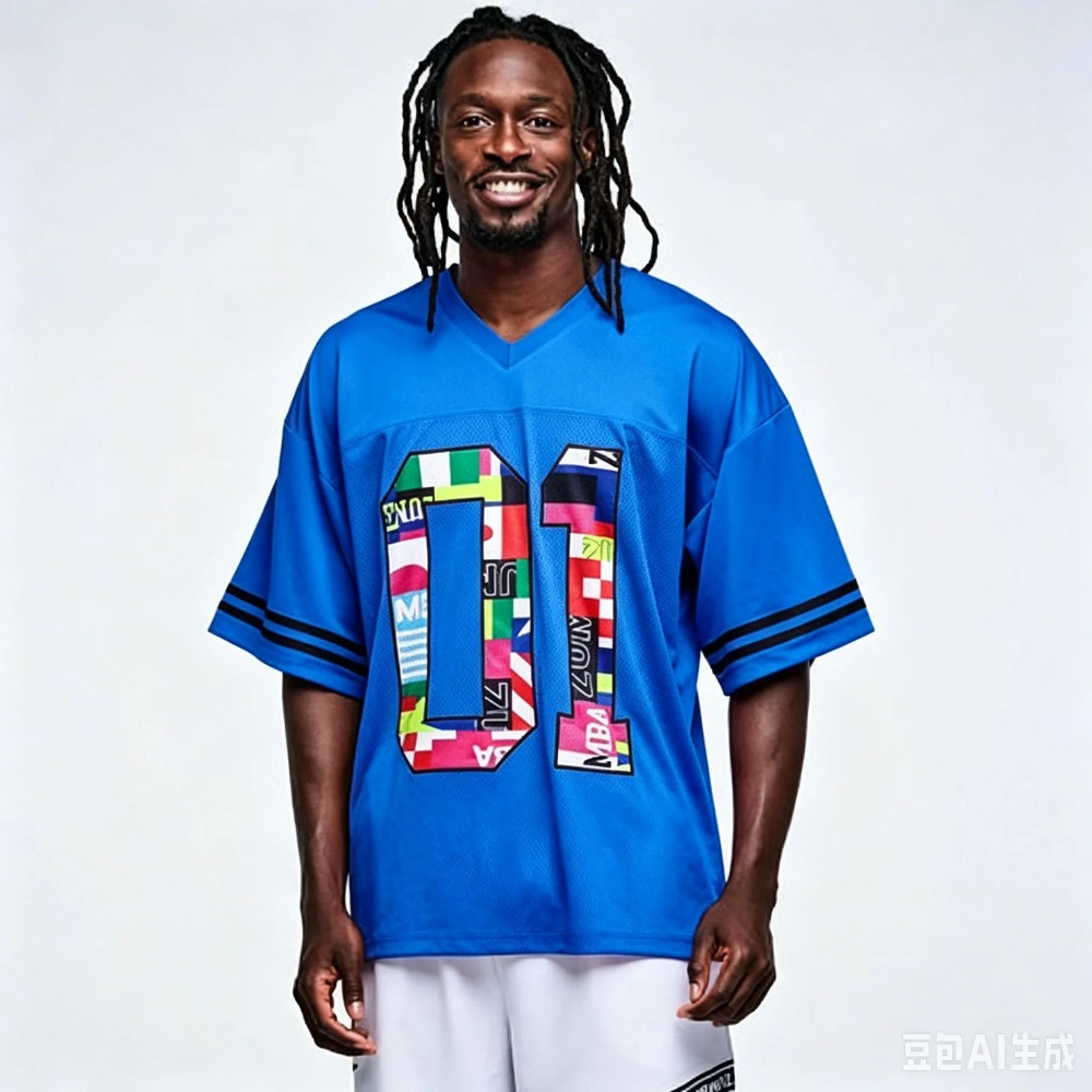Nouveau Maillot de Football 2026 01 Imprimé Drapeau Coloré Col en V Maille Respirante Tendance Streetwear Décontracté Ample Manches Courtes Unisexe