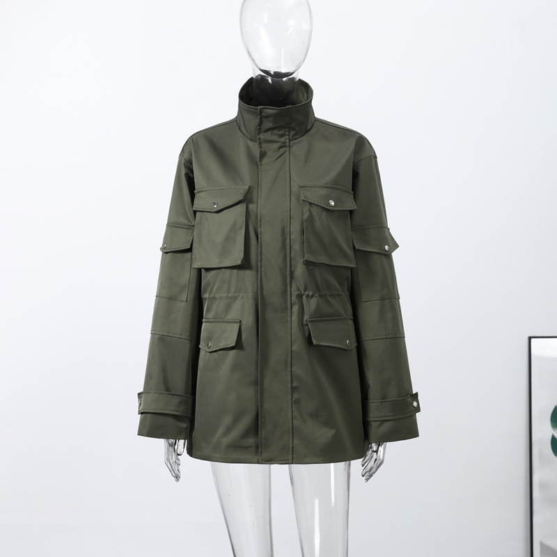 Vestes femme Vintage Laple fermeture éclair grandes poches fermeture éclair manches longues manteaux dame 2025 mode nouvelle femme vestes d'hiver vêtements d'extérieur