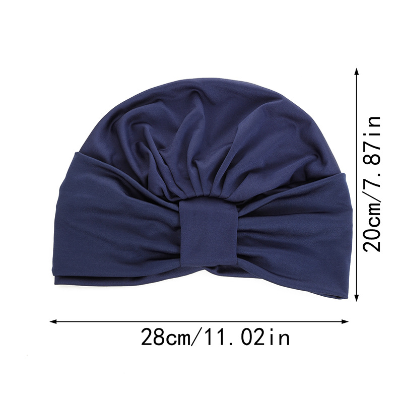 Turban élastique noué sur le dessus pour femme, écharpe de sauna musulmane, chapeau féminin, enveloppements de tête, perte de cheveux, bonnet de chimio, bonnet 03Bandana
