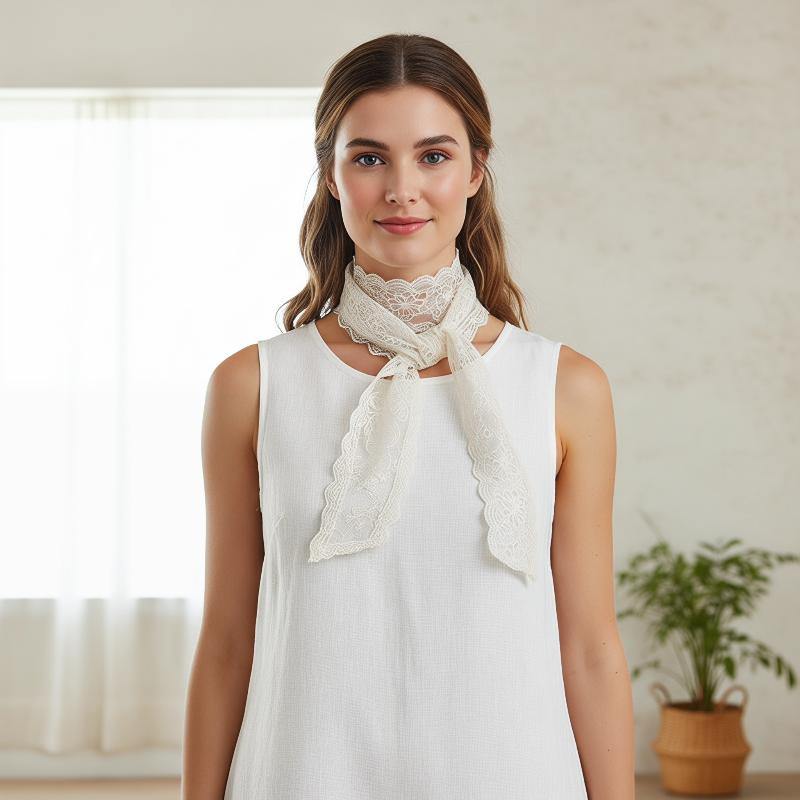 Foulard triangulaire vintage en dentelle, style bohème, respirant et léger, pour femme, idéal au quotidien et à la plage