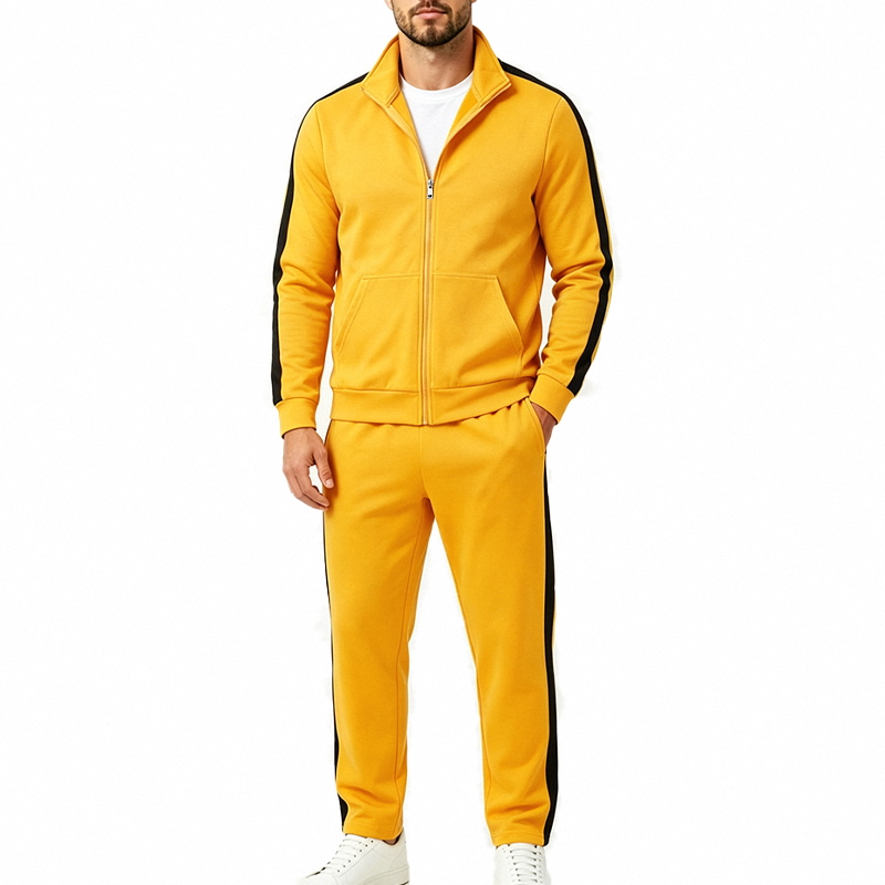 Ensemble deux pièces décontracté pour homme : veste zippée à col montant et sweat-shirt, respirant et confortable