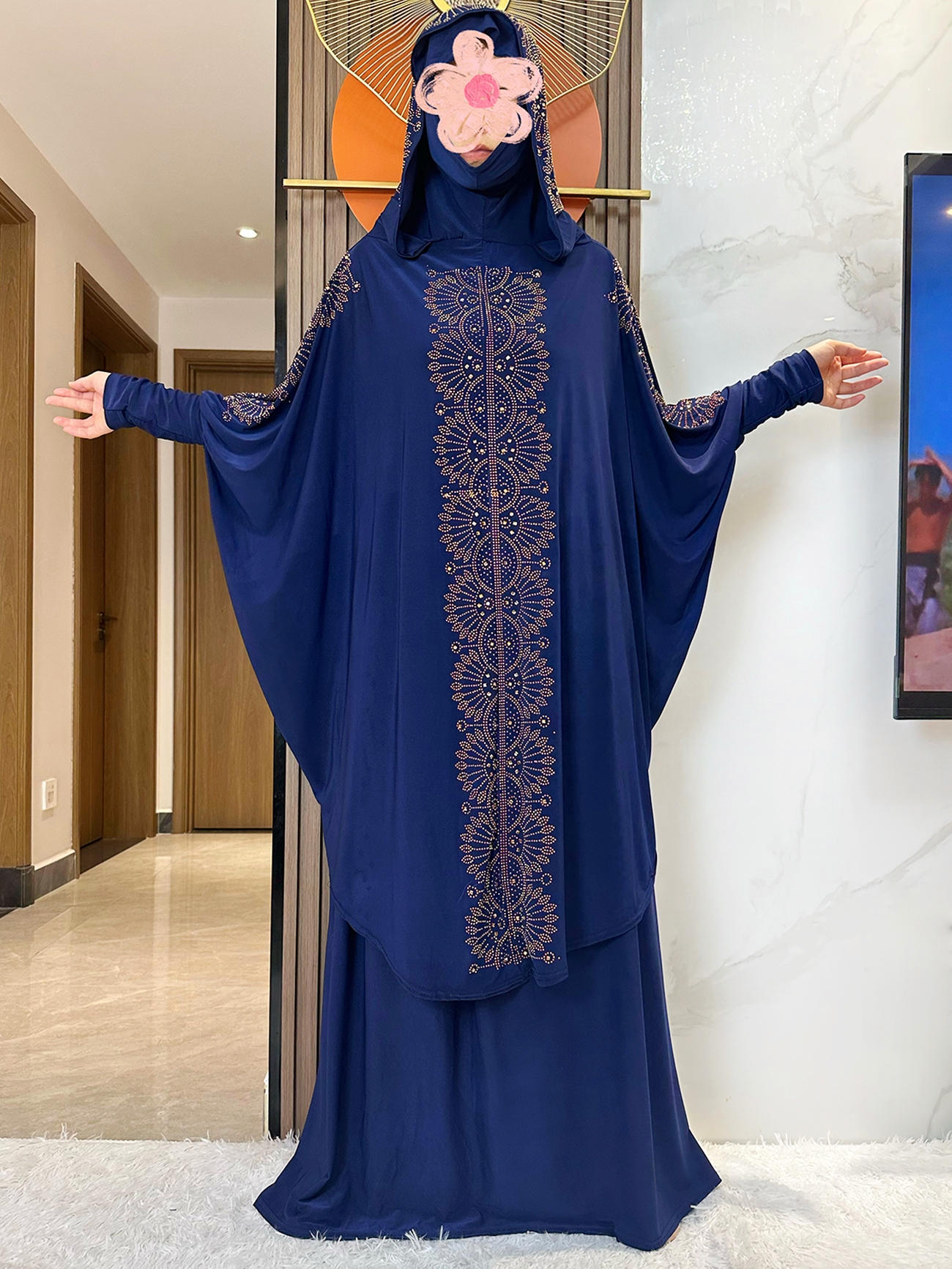 Ensemble de vêtement de prière musulman pour femmes, robe Abaya, Hijab, longue jupe tiens imar, Ramadan islamique, Jilbab solide, nouveau, 2 pièces