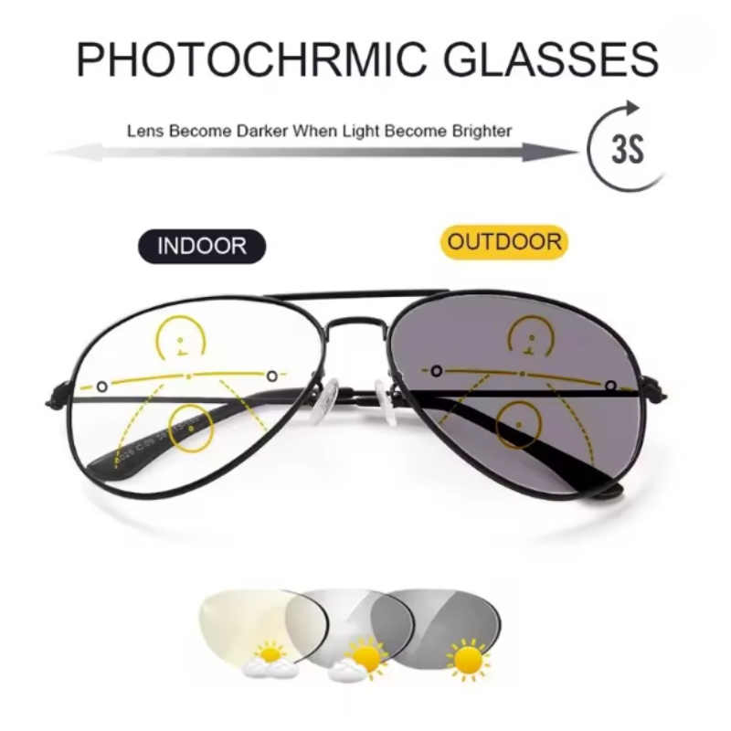 Lunettes de lecture multifocales photochromiques, lunettes de soleil haute définition pour hommes et femmes, adaptées à un usage proche et lointain